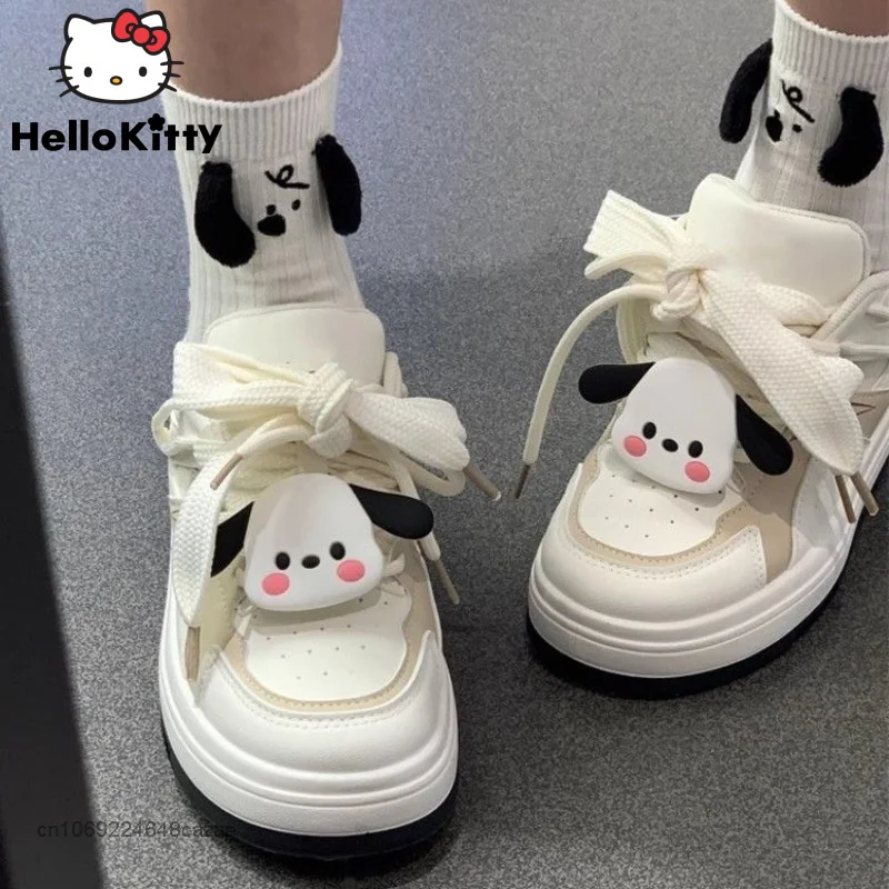 Женские кроссовки Sanrio Pachacco с героями мультфильмов 2023 года, новые корейские дышащие кроссовки Summe Y2k Sweet Girl, высококачественные туфли на платформе