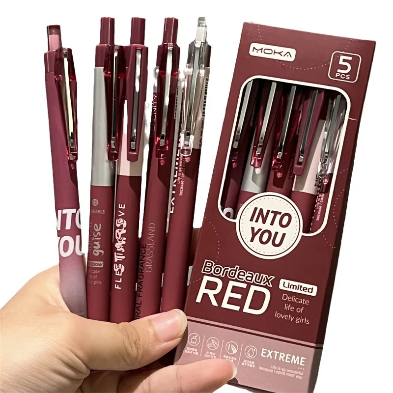 Гелевая ручка серии канцелярских принадлежностей красного цвета в ретро-американском стиле, гелевая ручка 0,5 мм, черные чернила, ручка для вырезок 