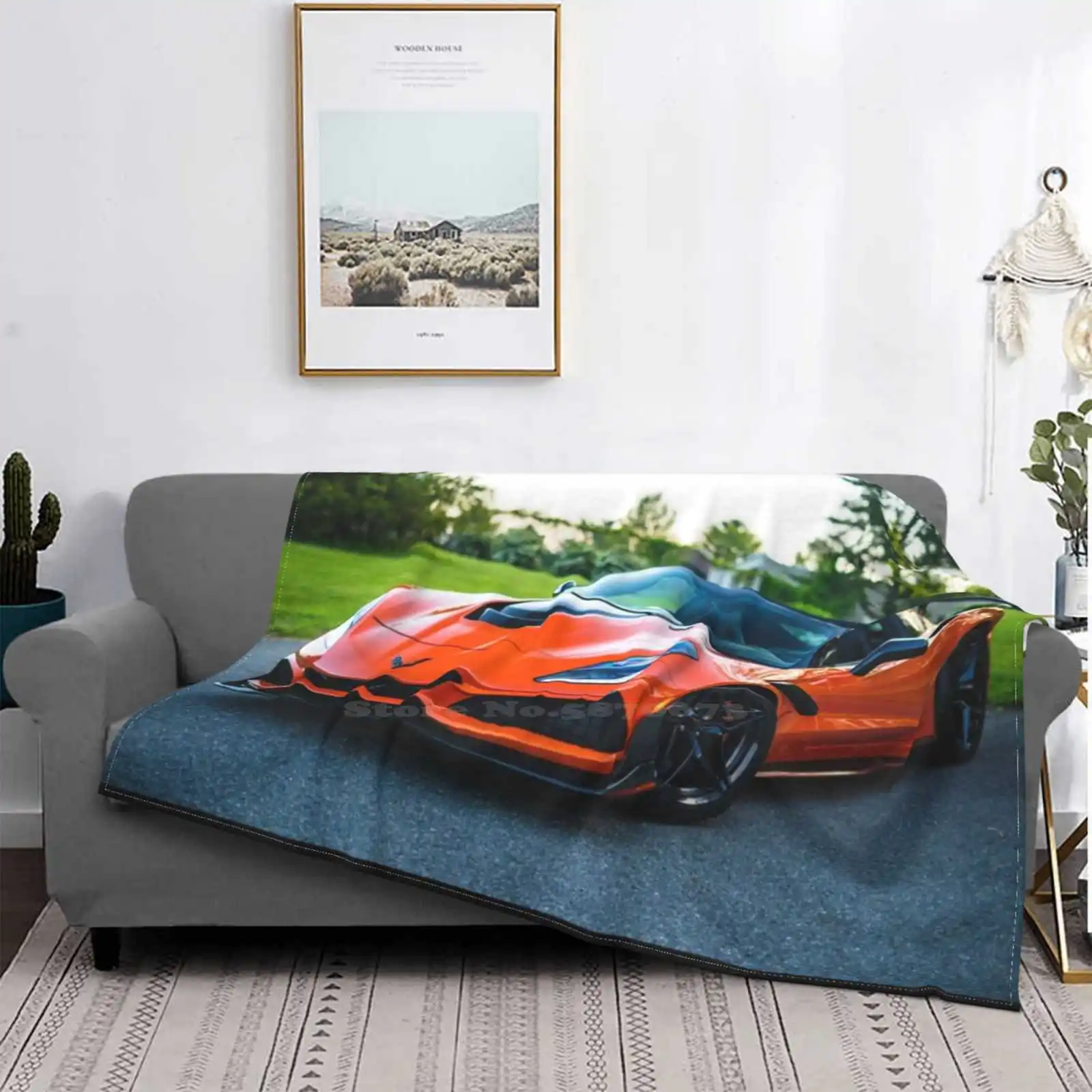 Zr1 Оранжевый для домашнего дивана-кровати, кемпинга, автомобиля, путешествия на самолете, портативное одеяло Chevy Z06 Zr1 Оранжевый для спортивных суперкаров