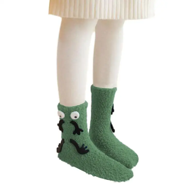 Зимние Забавные Милые пушистые носки Для женщин и мужчин, толстый мультяшный носок из кораллового флиса, теплые пушистые домашние носки-тапочки для дома