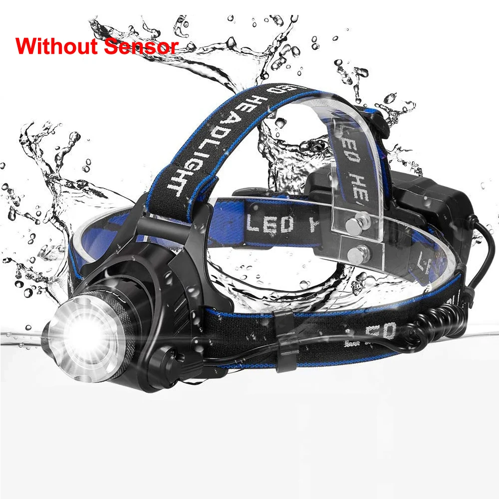 Светодиодный налобный фонарь T6, перезаряжаемый через USB, с управлением передним светом, водонепроницаемый фонарик для рыбалки на открытом воздухе, кемпинга, езды на велосипеде