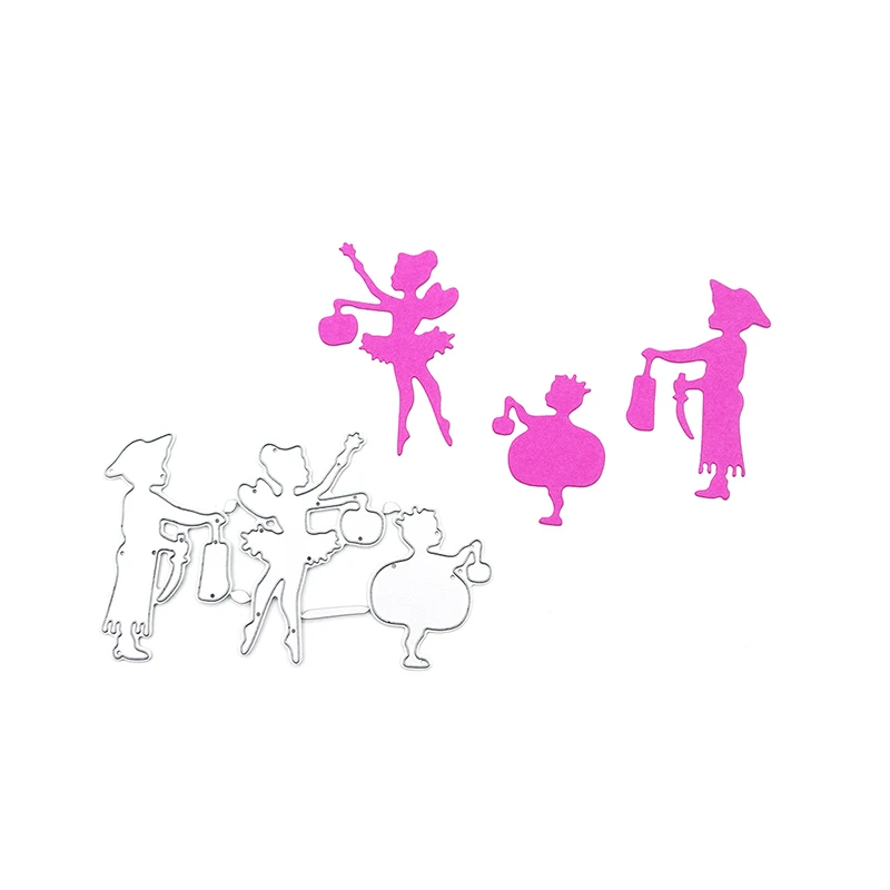 Три девушки с корзинами и цветами Металлические штампы для вырезания поделок для скрапбукинга и изготовления открыток Декор Тиснение Ремесленная штамповка
