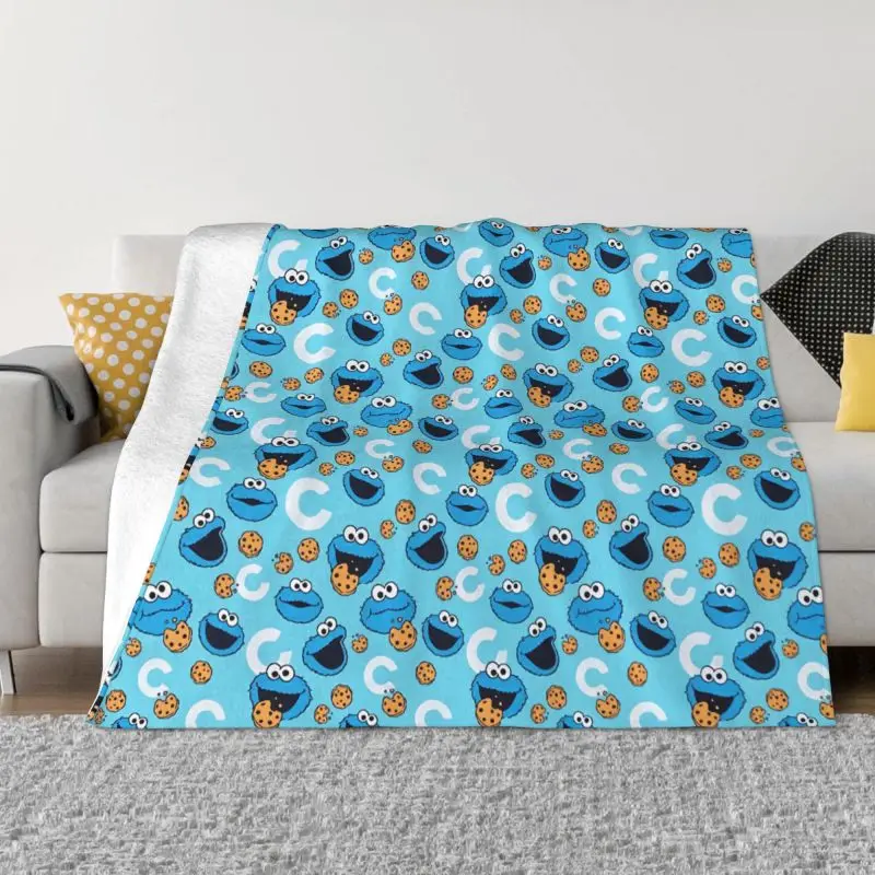 Флисовое одеяло для дивана с мультяшным печеньем-монстром, теплое фланелевое забавное одеяло 