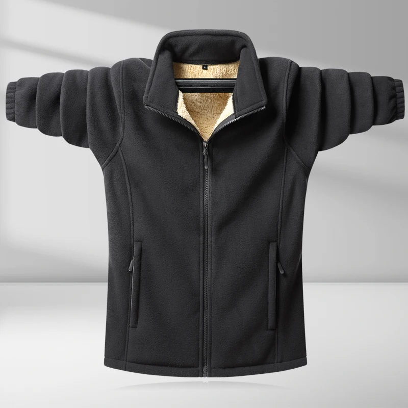 Мужская зимняя теплая куртка на ягнячьем пуху, походная куртка для скалолазания, минималистичное однотонное флисовое пальто, расширенное пальто большого размера 8XL