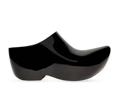 Новейшие черные блестящие матовые кожаные тапочки с закрытым острым носком на толстом каблуке без застежки унисекс для отдыха на лодочках, увеличивающие рост